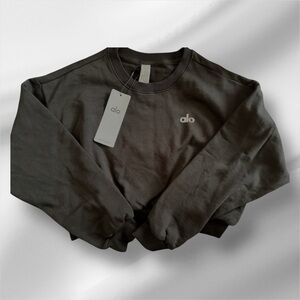 Crop Black Sweatshirt with A L O logo